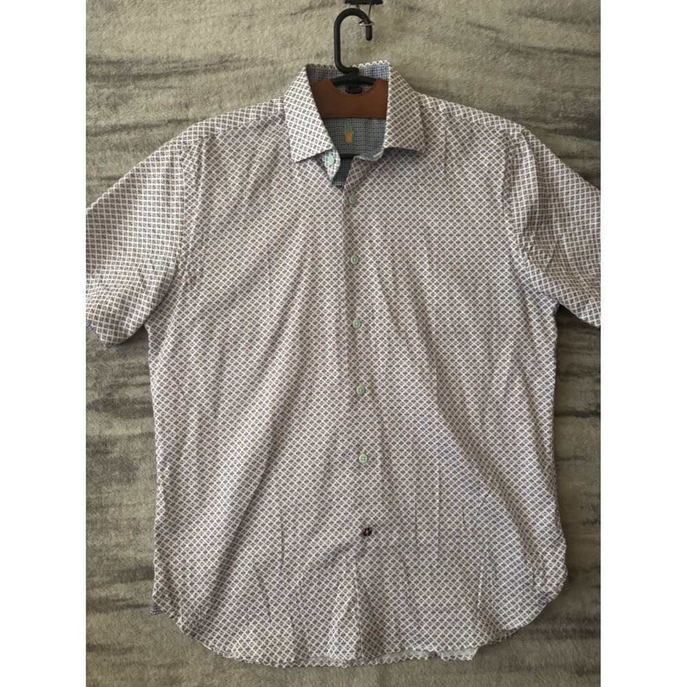 Luchiano Visconti Black Label Men's M Geometric Print Shirt Hamsa Luxury Cotton